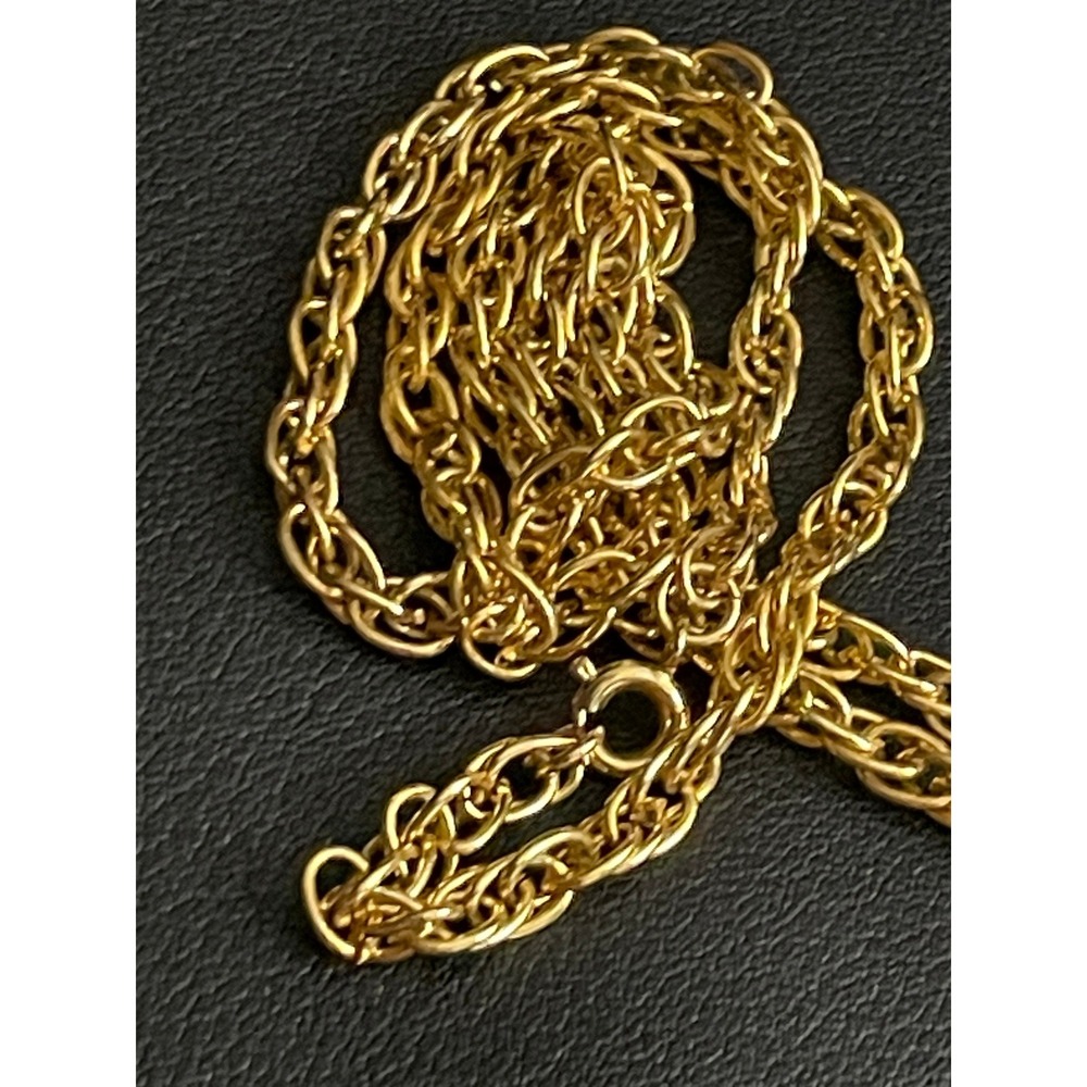Vintage Elephant Pendant Necklace Rhinestone Gold Tone Chain 18" - Picture 3 of 14